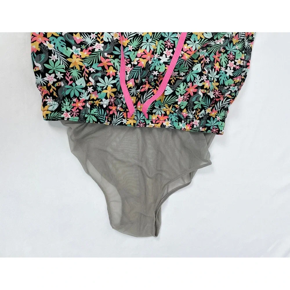 Chubbies Men Medium Black Tropical Floral Swim Shorts Trunks 7